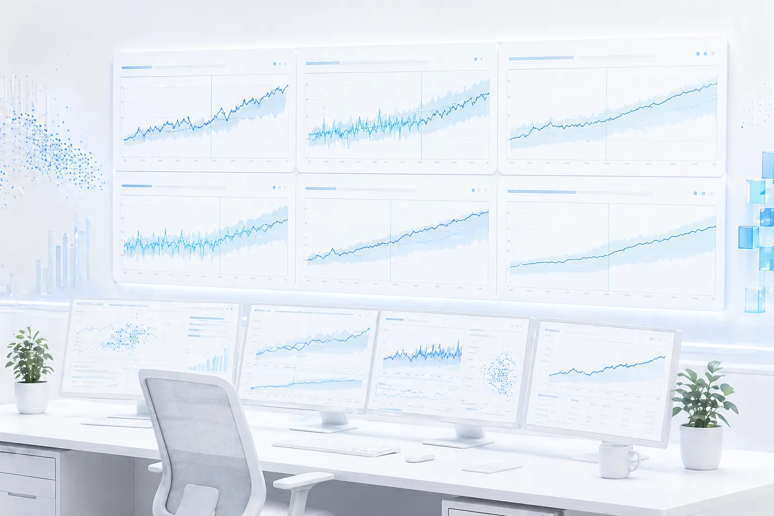 Time-series monitoring screens with drift curves